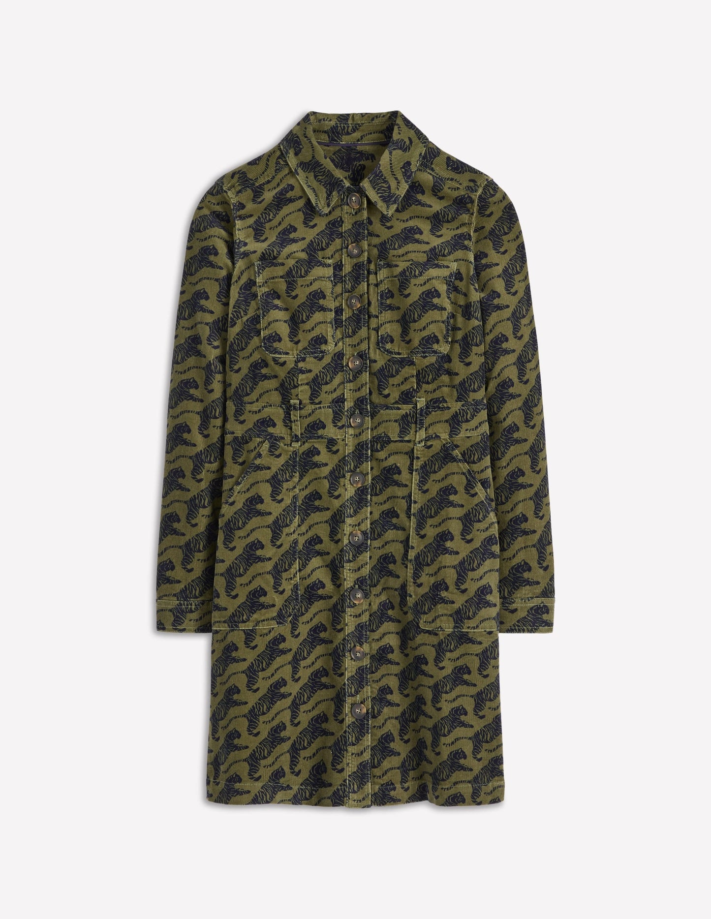 Amanda Cord Short Dress-Woodland Green, Leaping Tiger