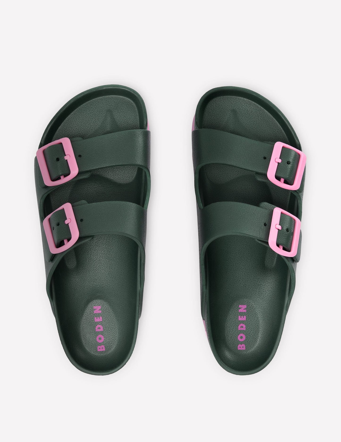 Lyla Double Buckle Sliders-Khaki/Pink