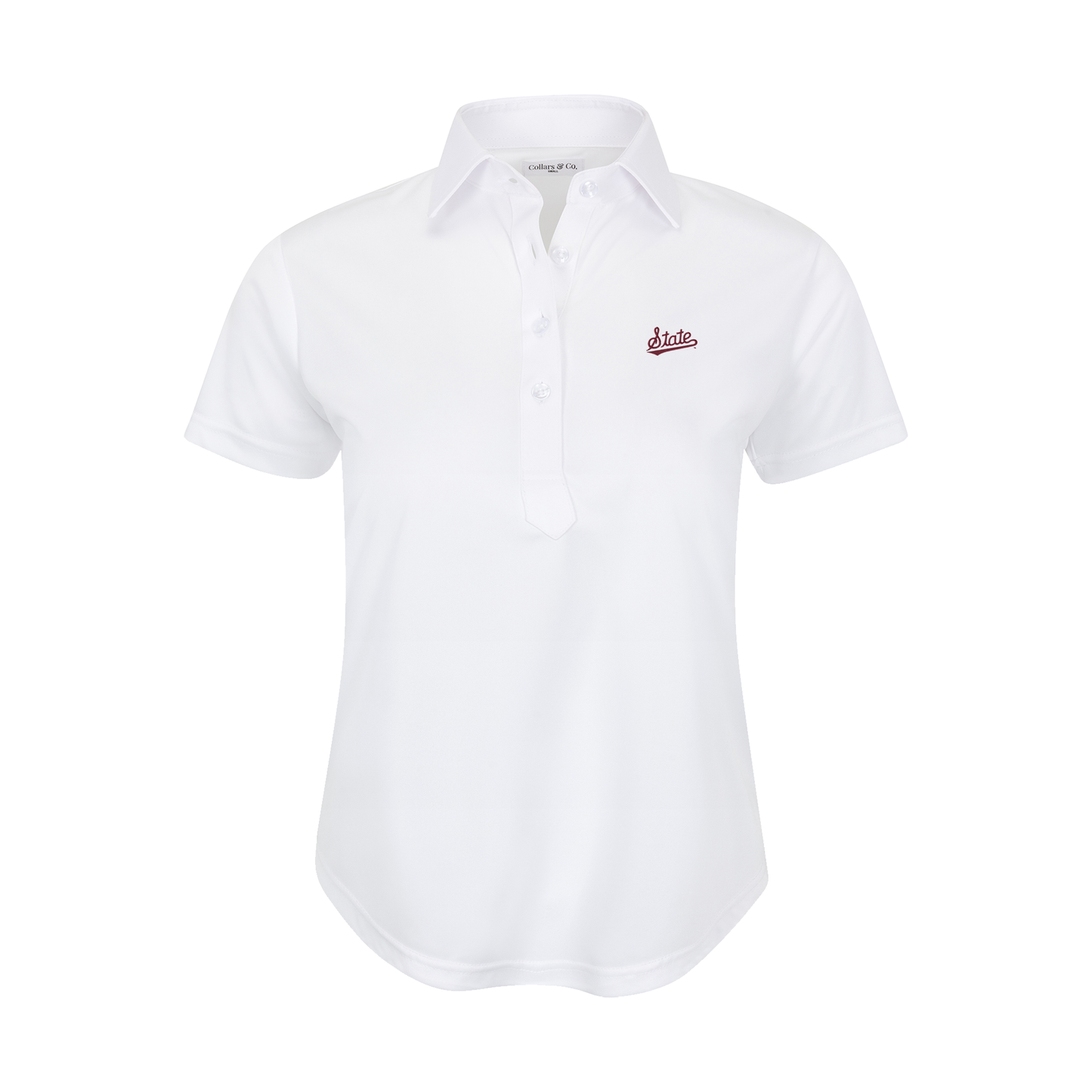 Mississippi State Women's Cap Sleeve Semi Spread Polo White