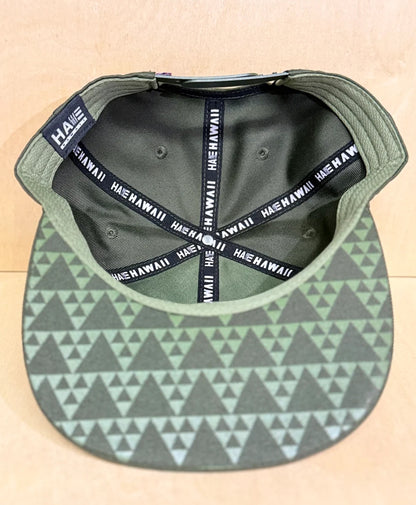Aloha Aina 3D Puff Snapback Olive on Olive