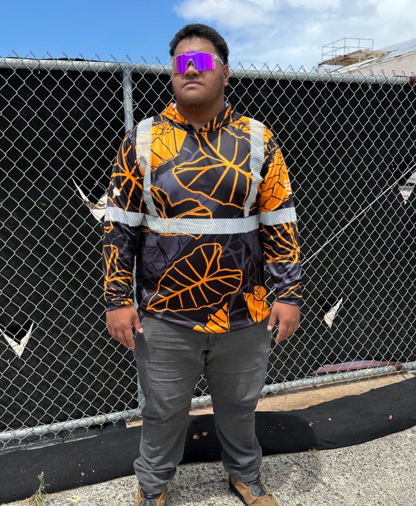Kalo Reflective Hooded Longsleeve Drifit Black Orange