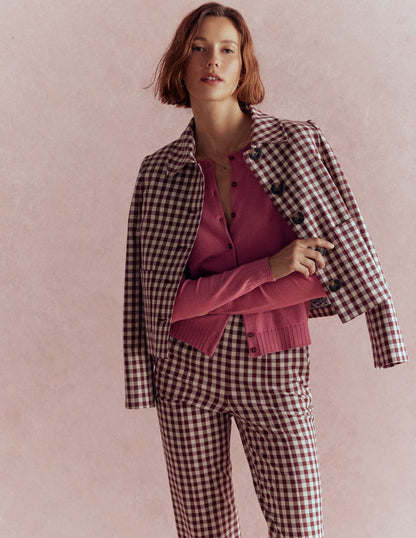 Emilia Cotton Crew Cardigan-Pink Heather