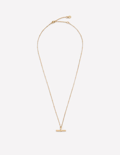 Fine T-bar Pendant Necklace-Gold Colour