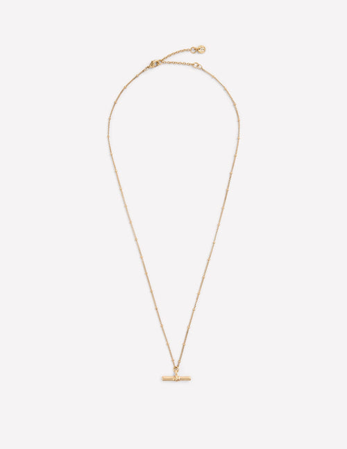 Fine T-bar Pendant Necklace-Gold Colour