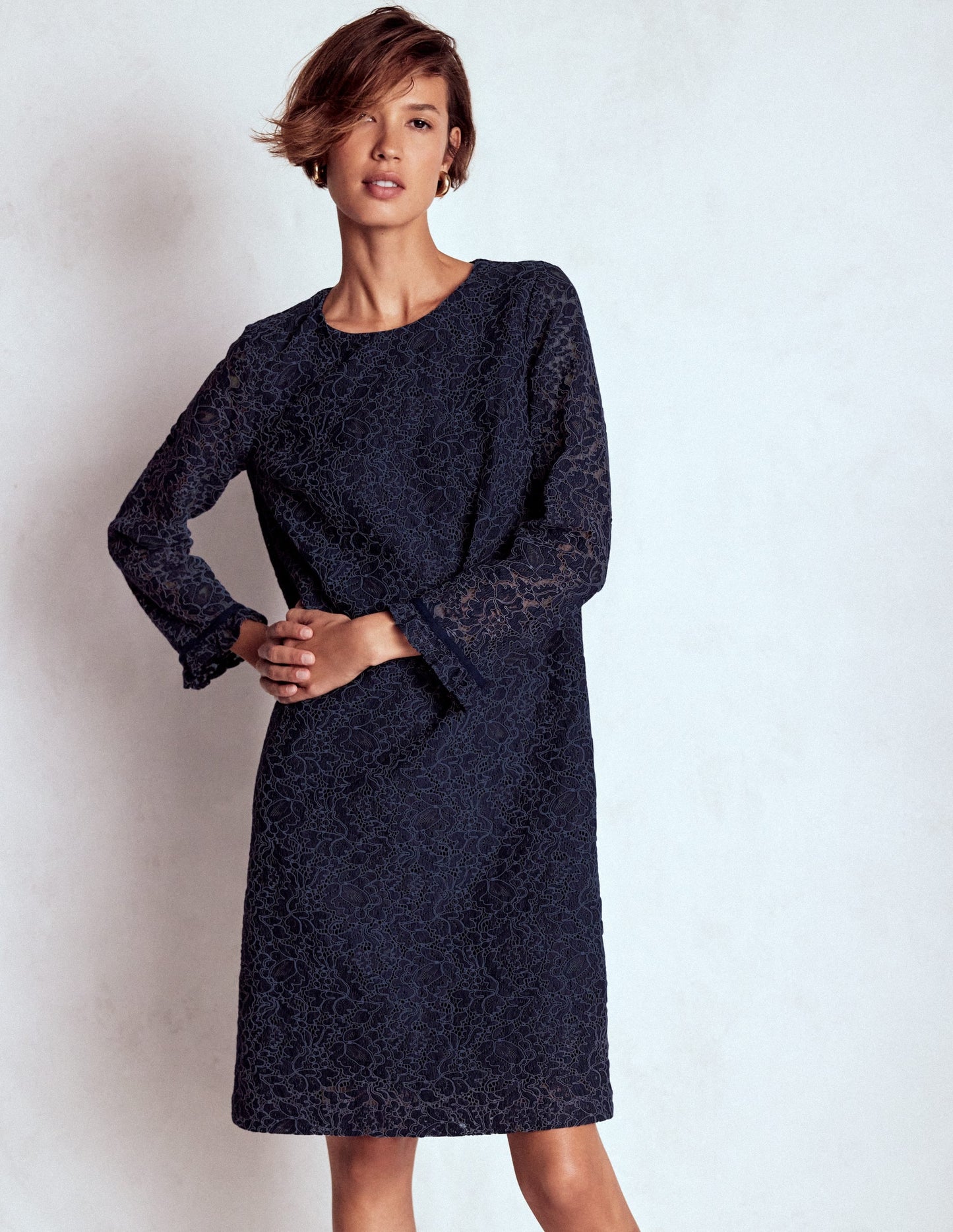 Lace Occasion Mini Dress-Navy