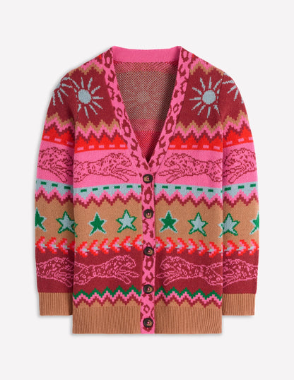 Quinn Boyfriend Cardigan-Camel, Cheetahs