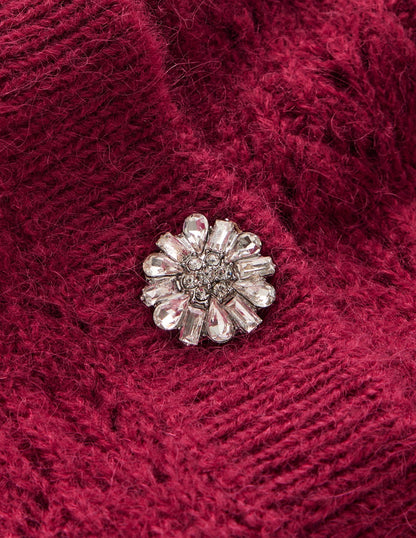 Jewel Button Cardigan-Ruby Red