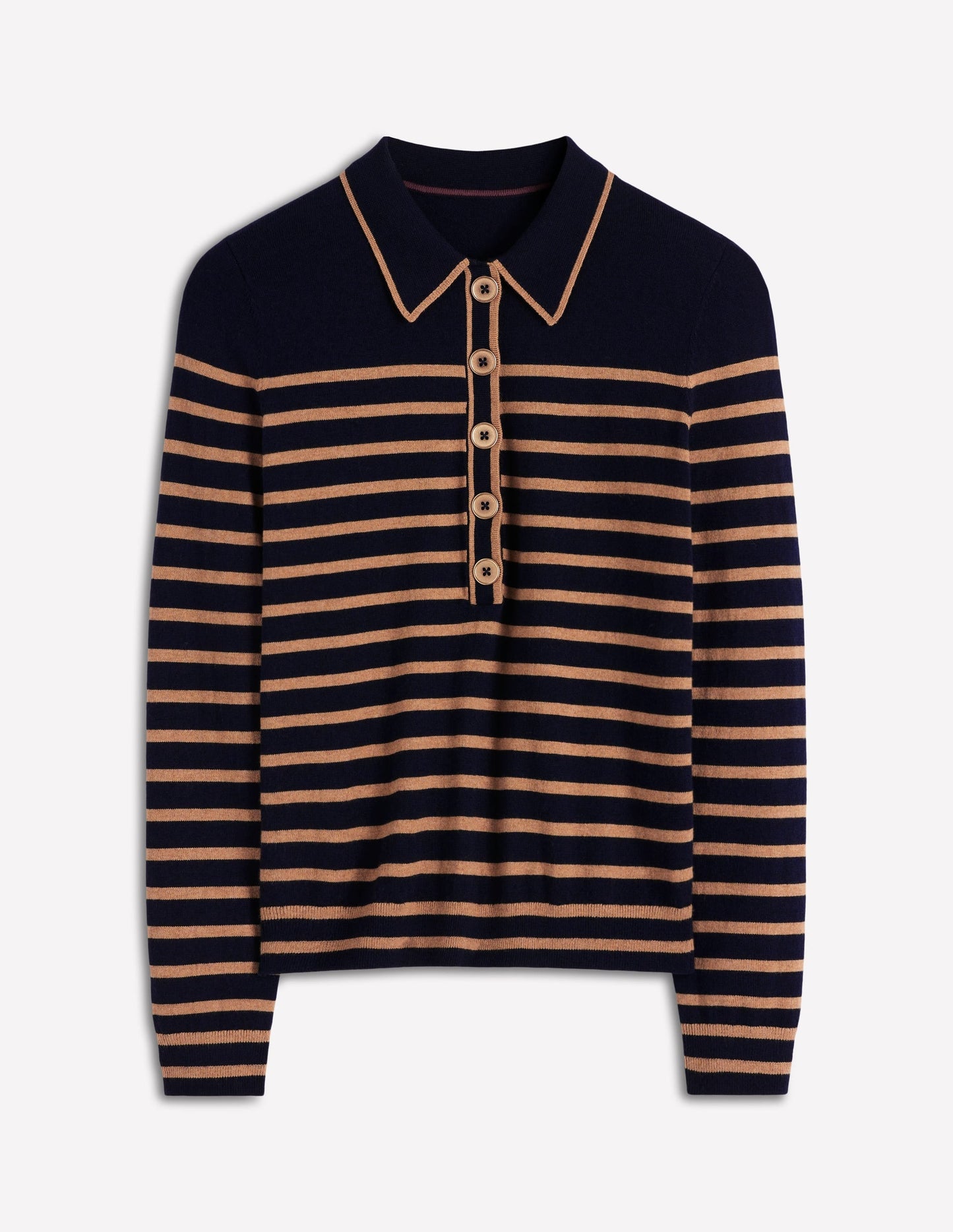 Liz Henley Sweater-Navy / Camel