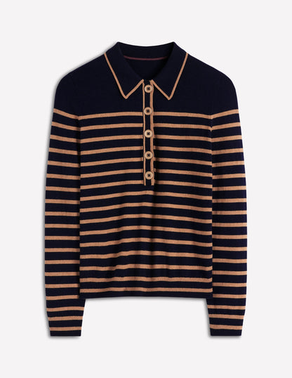 Liz Henley Sweater-Navy / Camel