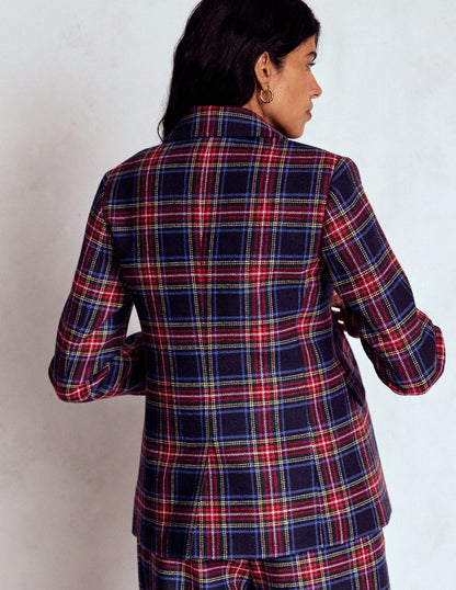 Stamford Wool-Blend Blazer-Navy, Green and Red Check