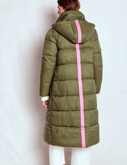 Longline Padded Coat-Woodland Green