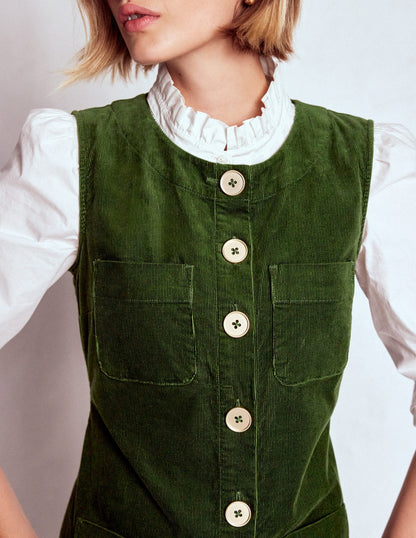 Evelyn Cord Shift Dress-Green Fir