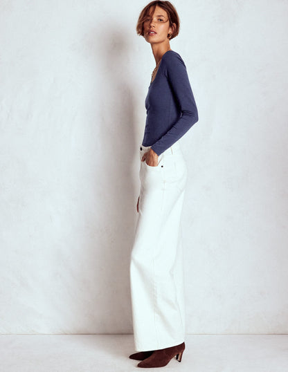 Double Layer Square Neck Top-Navy