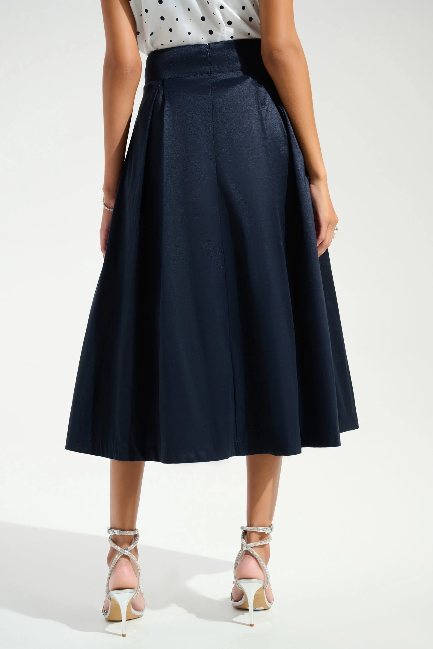 Joseph Ribkoff Stretch Taffeta Flared Skirt With Box Pleats