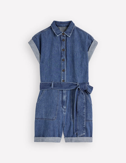 Kay Denim Playsuit-Denim