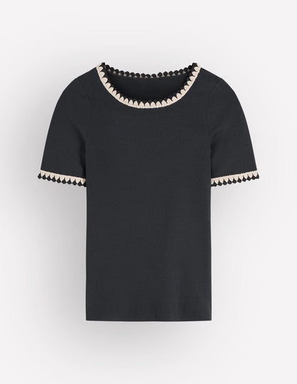 Maddie Trim Detail T-Shirt-Black