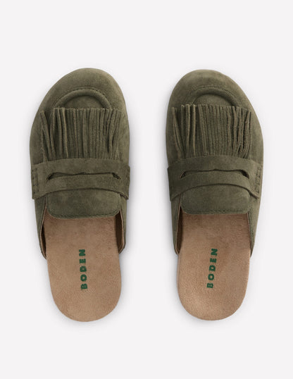 Etta Ghillie Mule Clogs-Deep Olive
