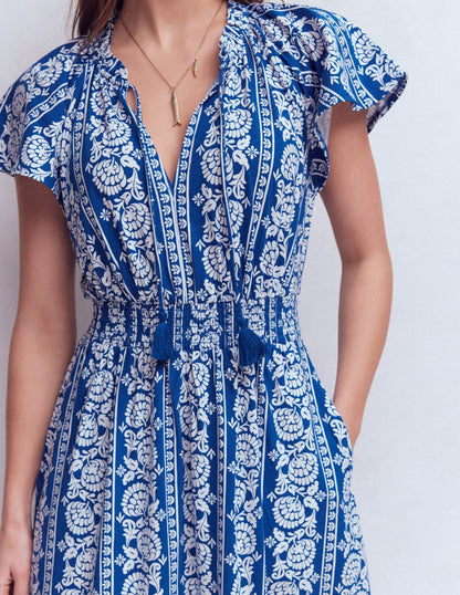 Tala Tiered Jersey Maxi Dress-Bright Blue, Ornate Floret