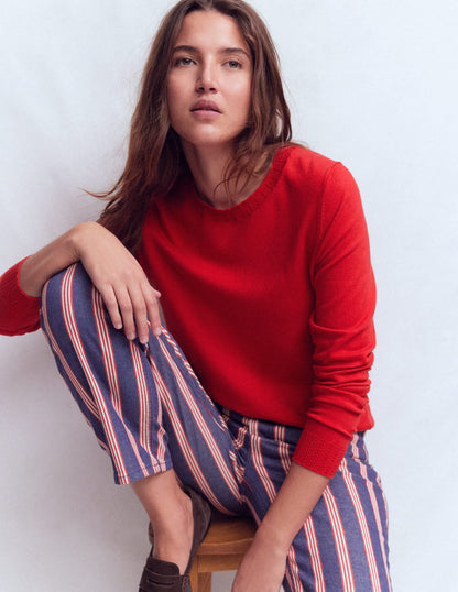 Emilia Cotton Crew Sweater-Merida Red