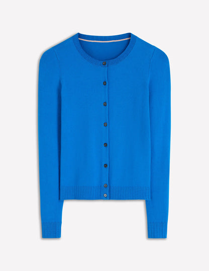 Emilia Cotton Crew Cardigan-Kingfisher Blue