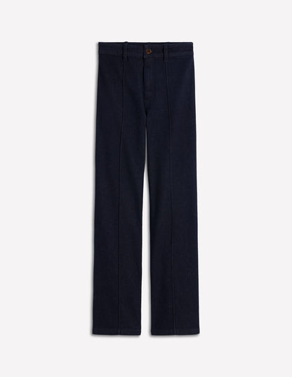 Pintuck Column Leg Jeans-Indigo Rinse