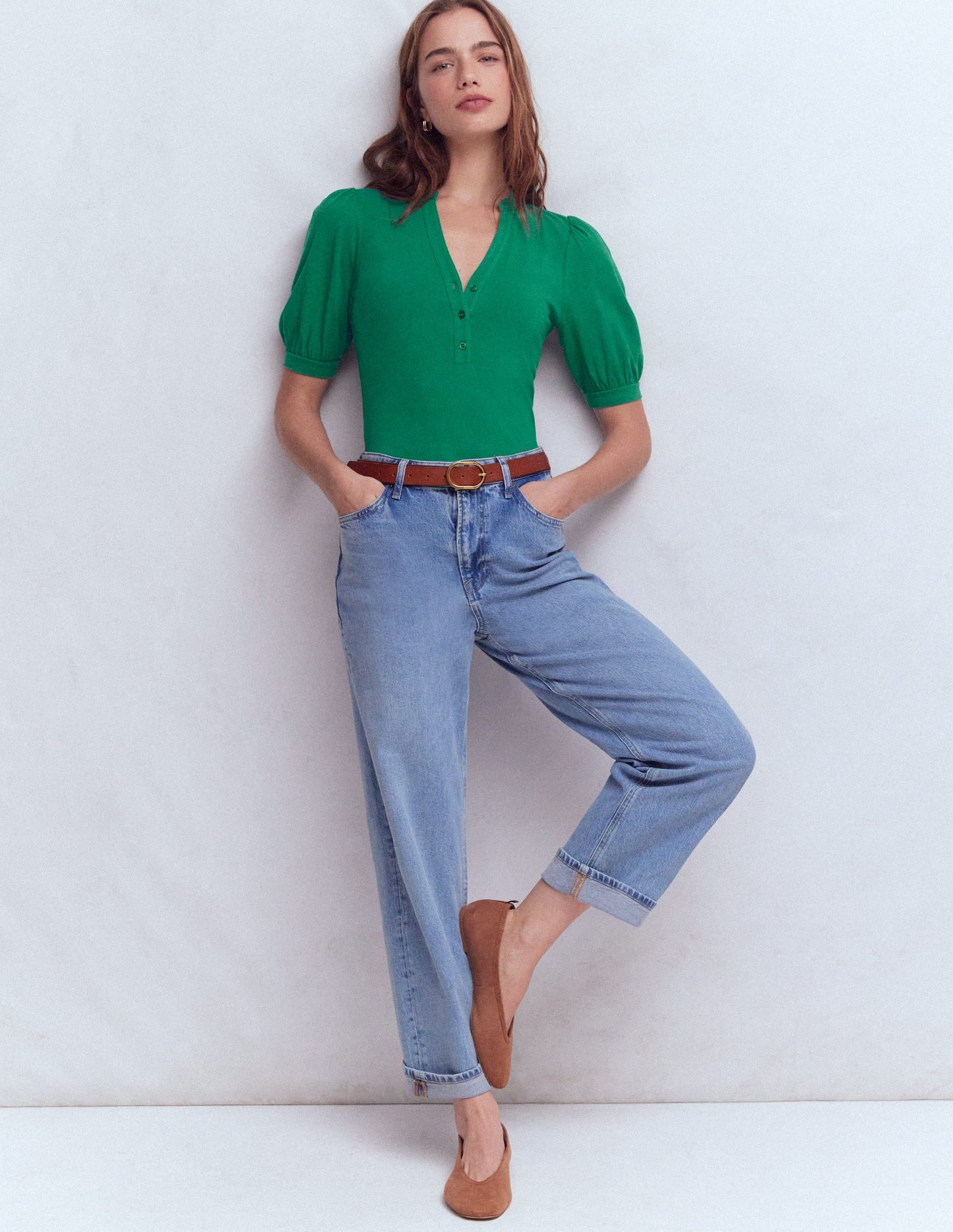 Supersoft Short Sleeve Henley-Jewel Green