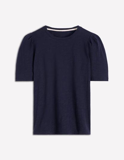 Sophie Puff Sleeve T-shirt-Navy