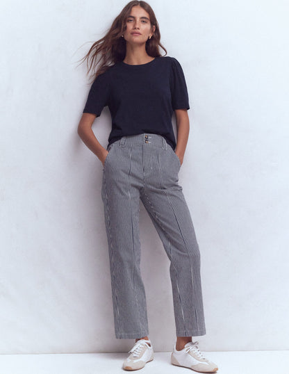 Sophie Puff Sleeve T-shirt-Navy
