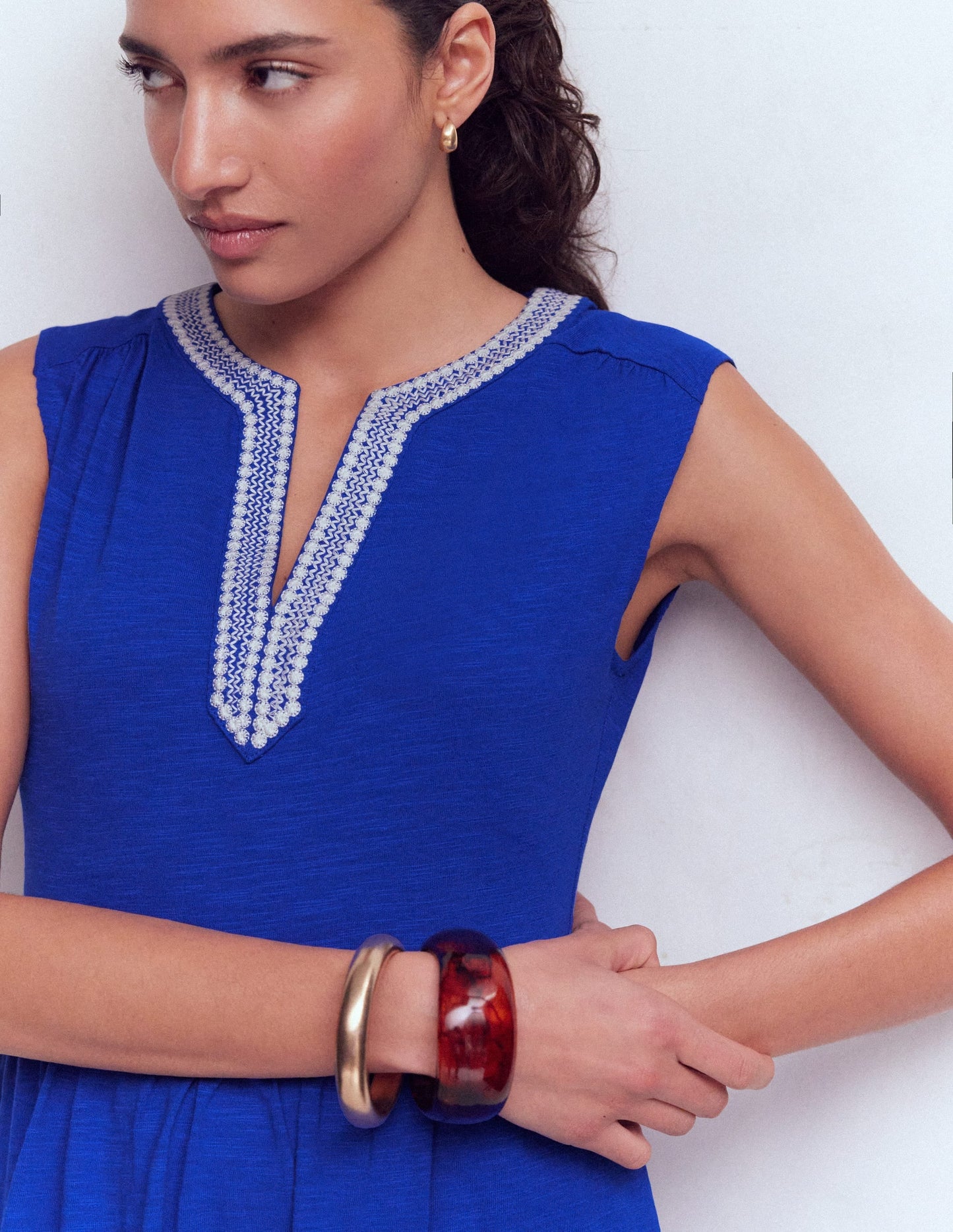 May Jersey Midi Dress-Bright Blue