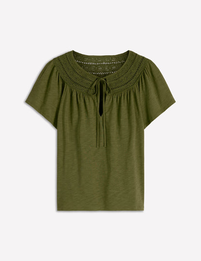 Edi Trim Detail T-shirt-Olive
