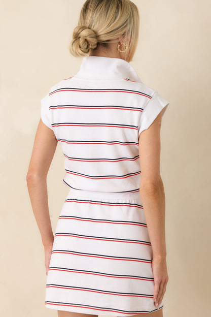 Z Supply Country Club White Multi Retro Stripe Dress