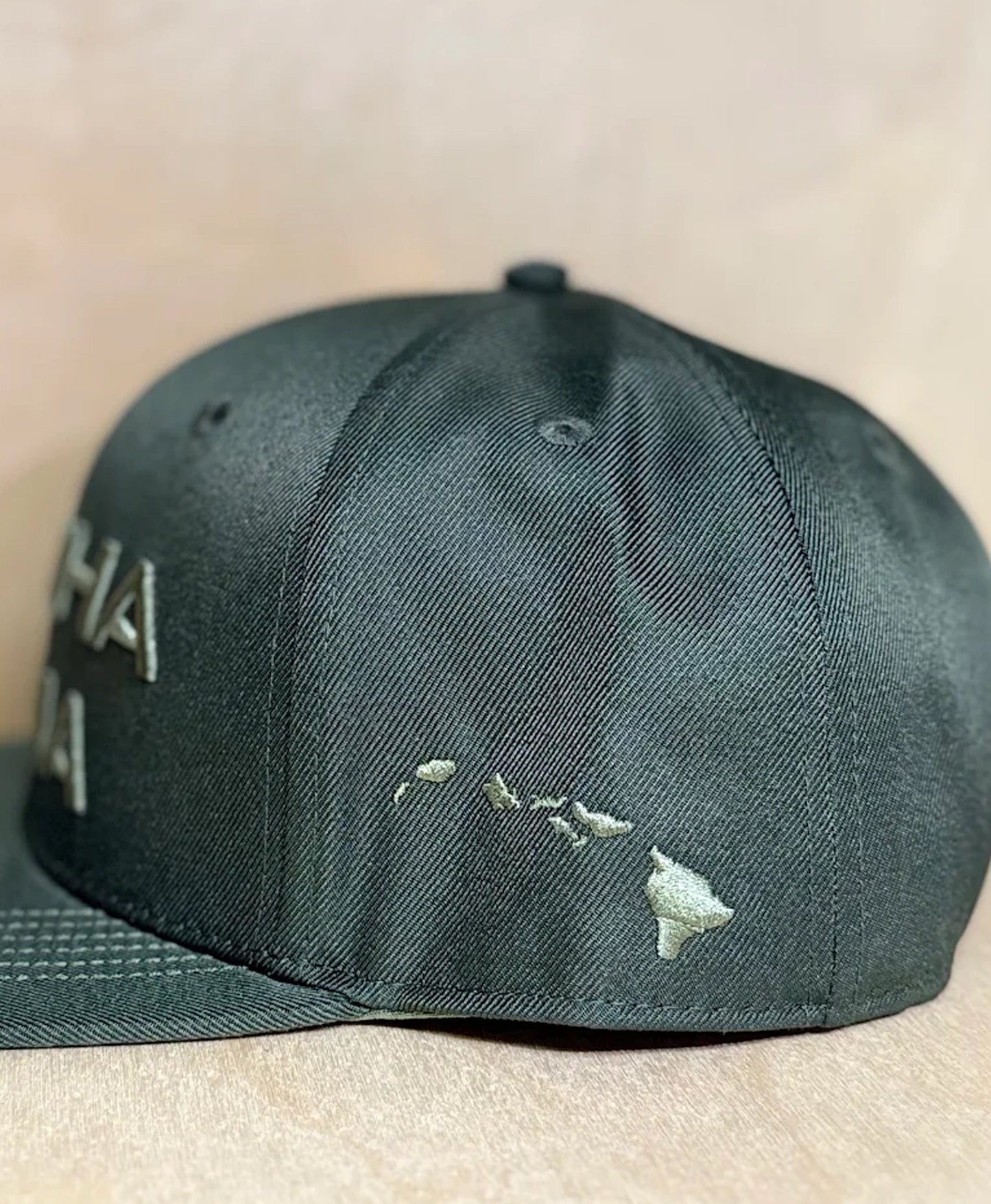 Aloha Aina 3D Puff Snapback Olive on Olive