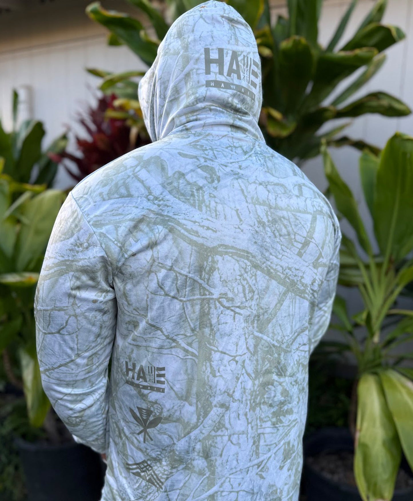 Aloha Aina Green Camo Hooded Long Sleeve Drifit