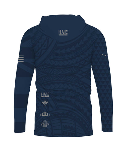 Aloha Aina Navy Blue Hooded Long Sleeve Drifit