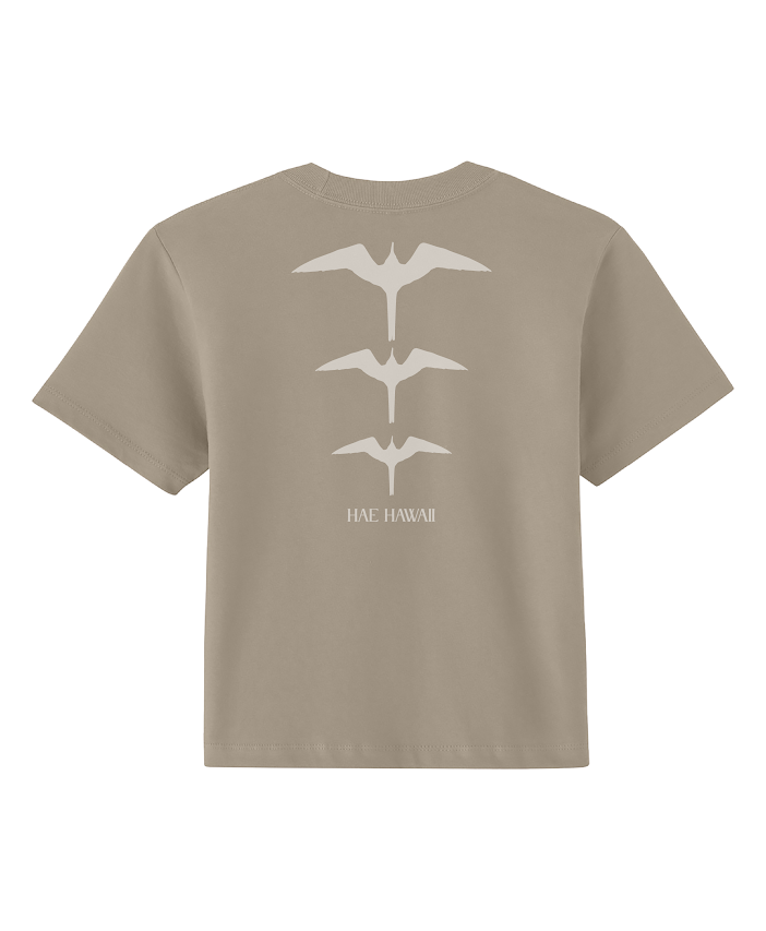 Aloha Nui 'Iwa Crop Tee in Tan