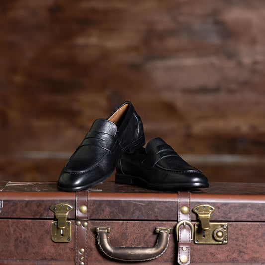 Naples Penny Loafers Black Leather