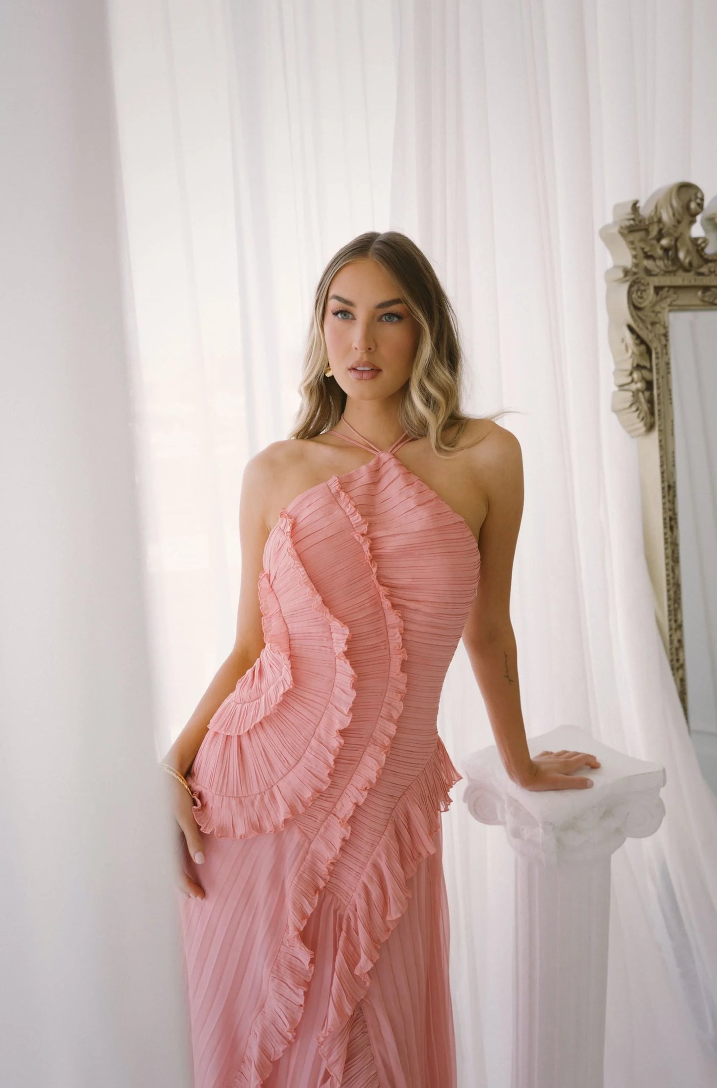 Coralyn Halter Pleated Dress