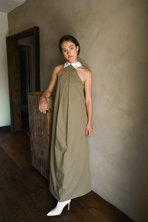 Reilly Cotton Poplin Dress — Olive