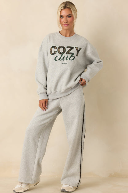 Cozy Club Heather Grey Crewneck Sweatshirt