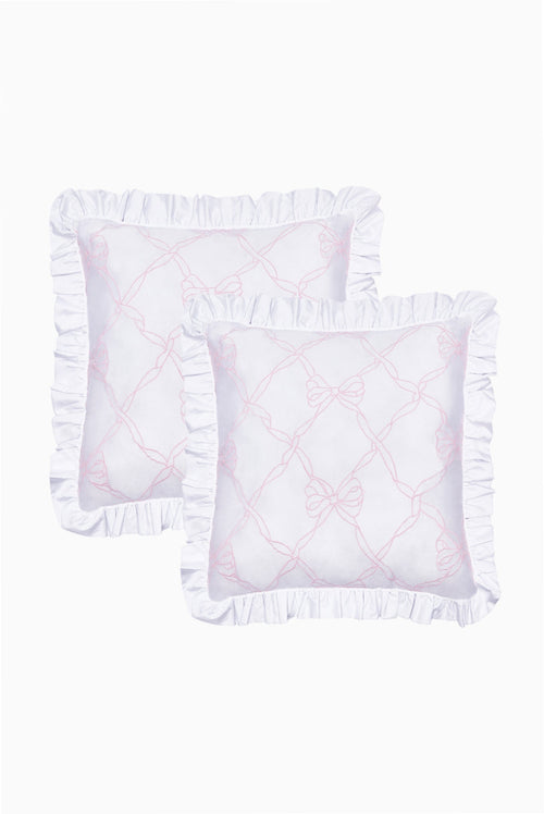 Garden Bow Ruffle Euro Pillow Sham Set Of 2 - ROSEWATER