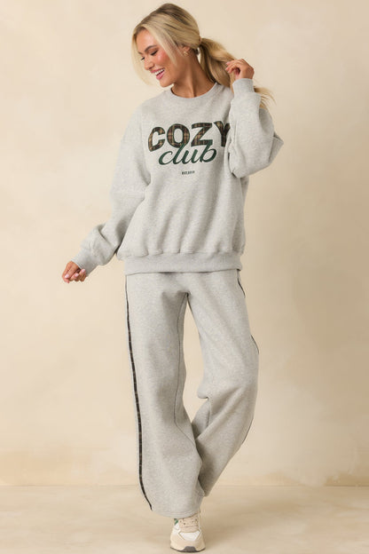 Cozy Club Heather Grey Crewneck Sweatshirt