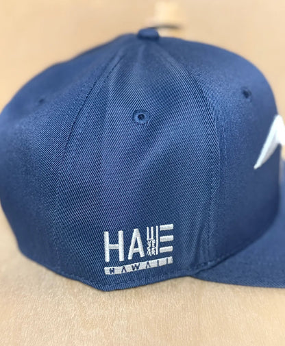 Iwa 3D Puff Snapback White on Navy