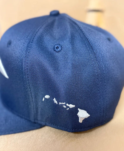 Iwa 3D Puff Snapback White on Navy