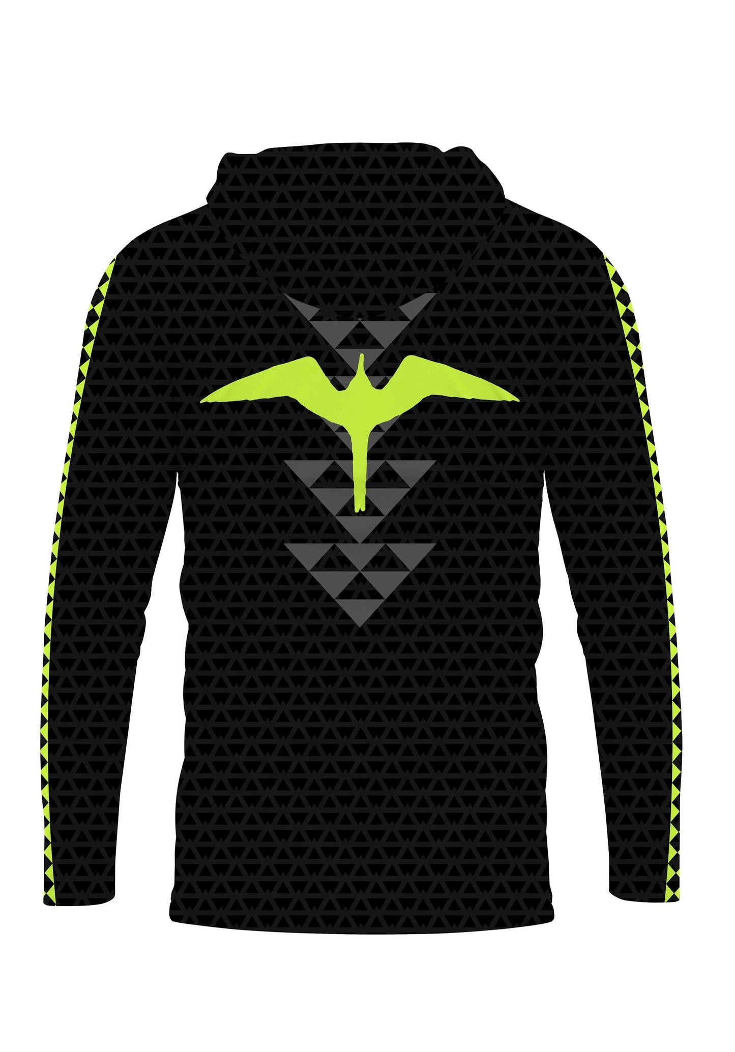 Iwa Triangles Toddler Hooded Long Sleeve Drifit Neon on Black