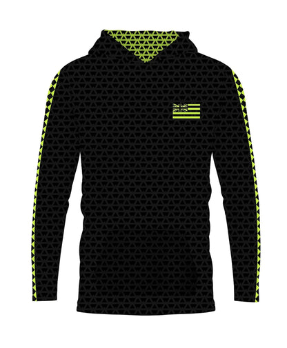 Iwa Triangles Toddler Hooded Long Sleeve Drifit Neon on Black