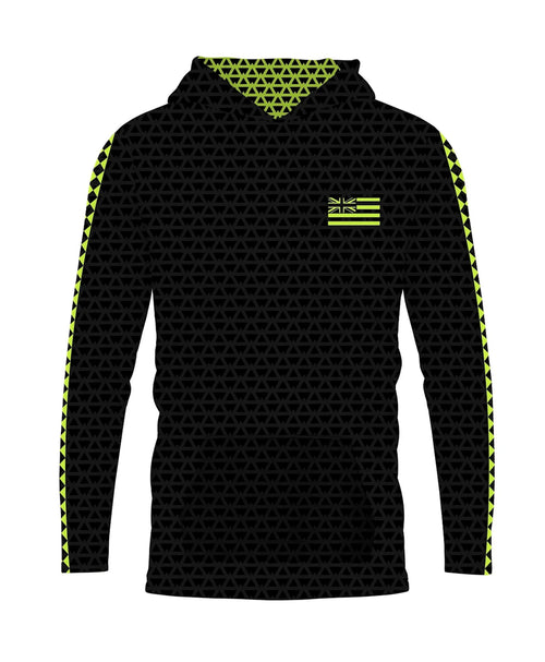 Iwa Triangles Toddler Hooded Long Sleeve Drifit Neon on Black