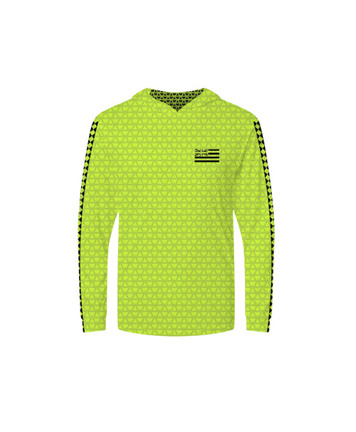 Iwa Triangles Youth Hooded Long Sleeve Drifit High Viz