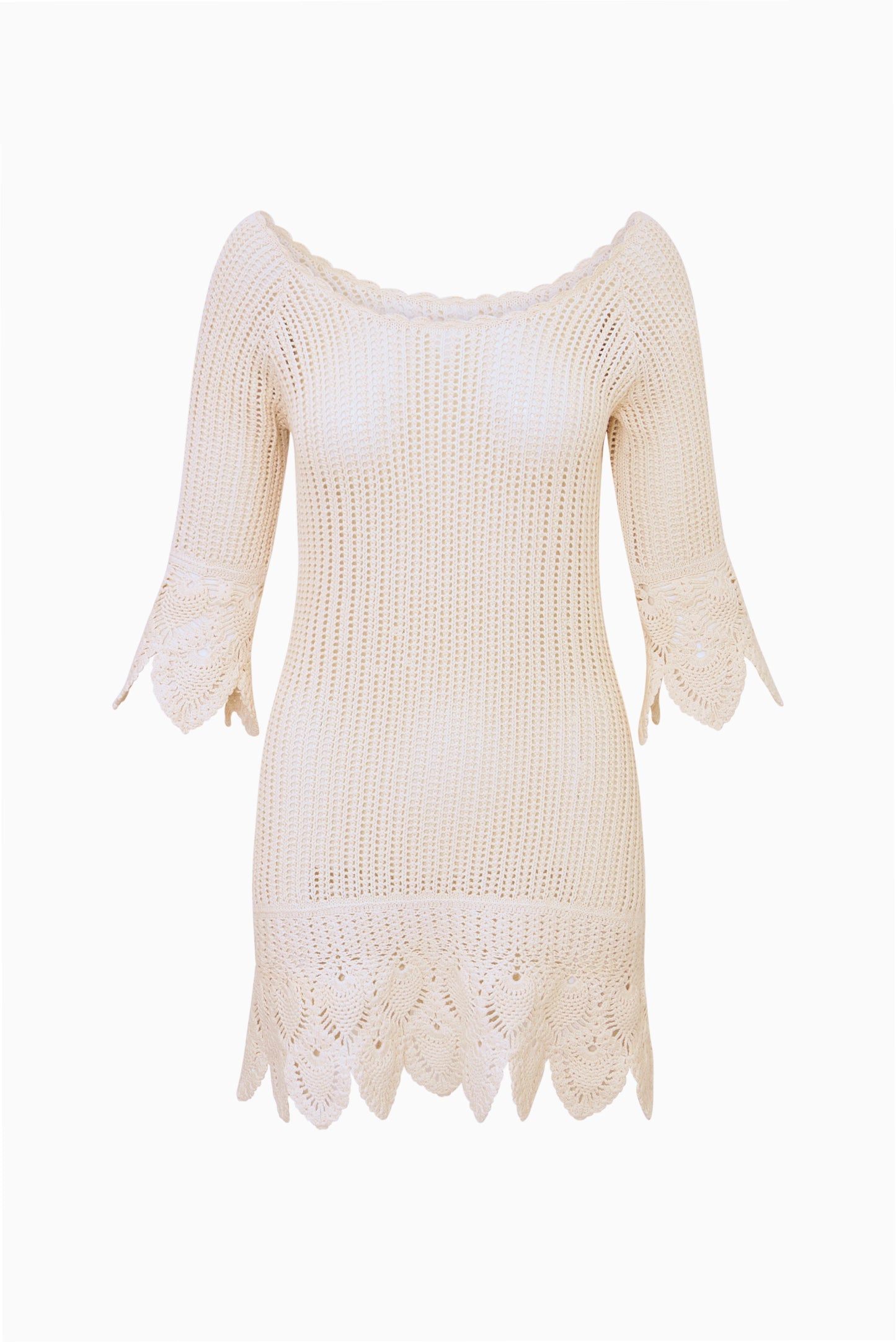 Krisella Scalloped Crochet Mini Dress