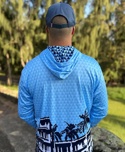 Kamehameha Light Blue Hooded Longsleeve Drifit