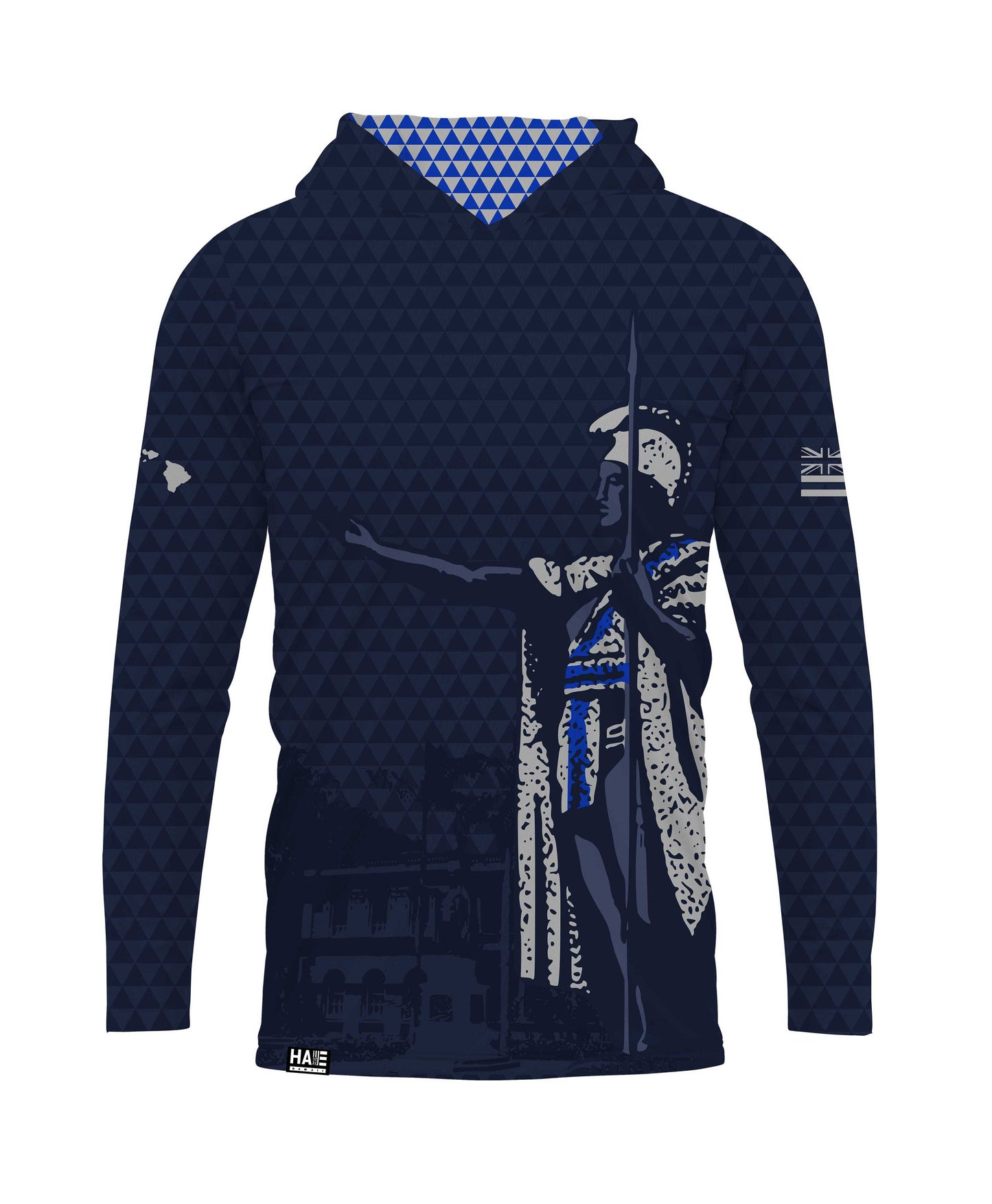 Kamehameha Navy & White Hooded Longsleeve Drifit